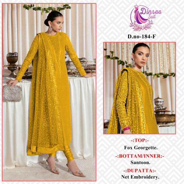 Dinsaa 184 E To H Festive Designer Pakistani Suits Collection